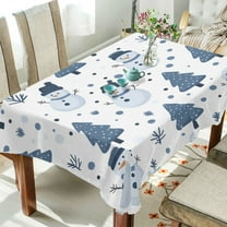 Yayeee Tablecloths 60" x 120" Rectangle Wrinkle Resistant Party Table Cover, Blue Cute Snowmen