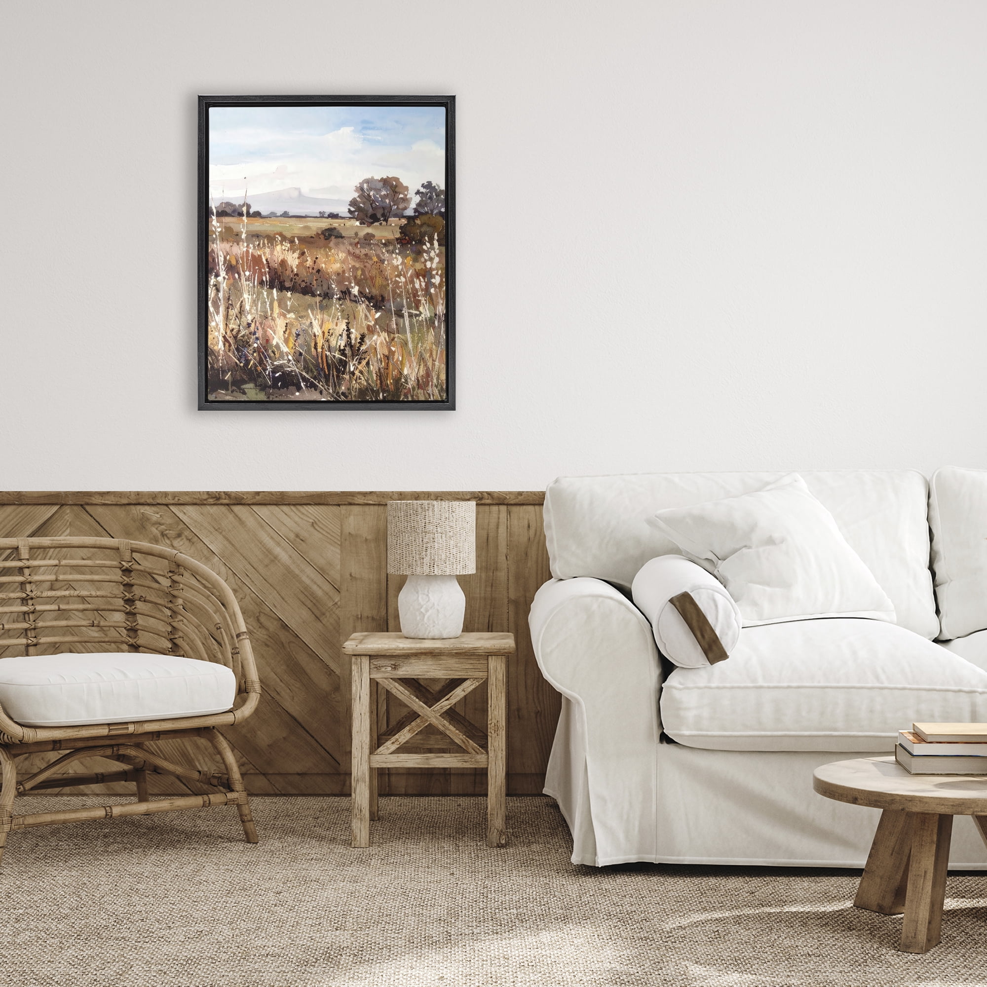 Stupell Industries Peaceful Meadow Expression Black Framed Floater Canvas Wall Art, design by Alonza Saunders