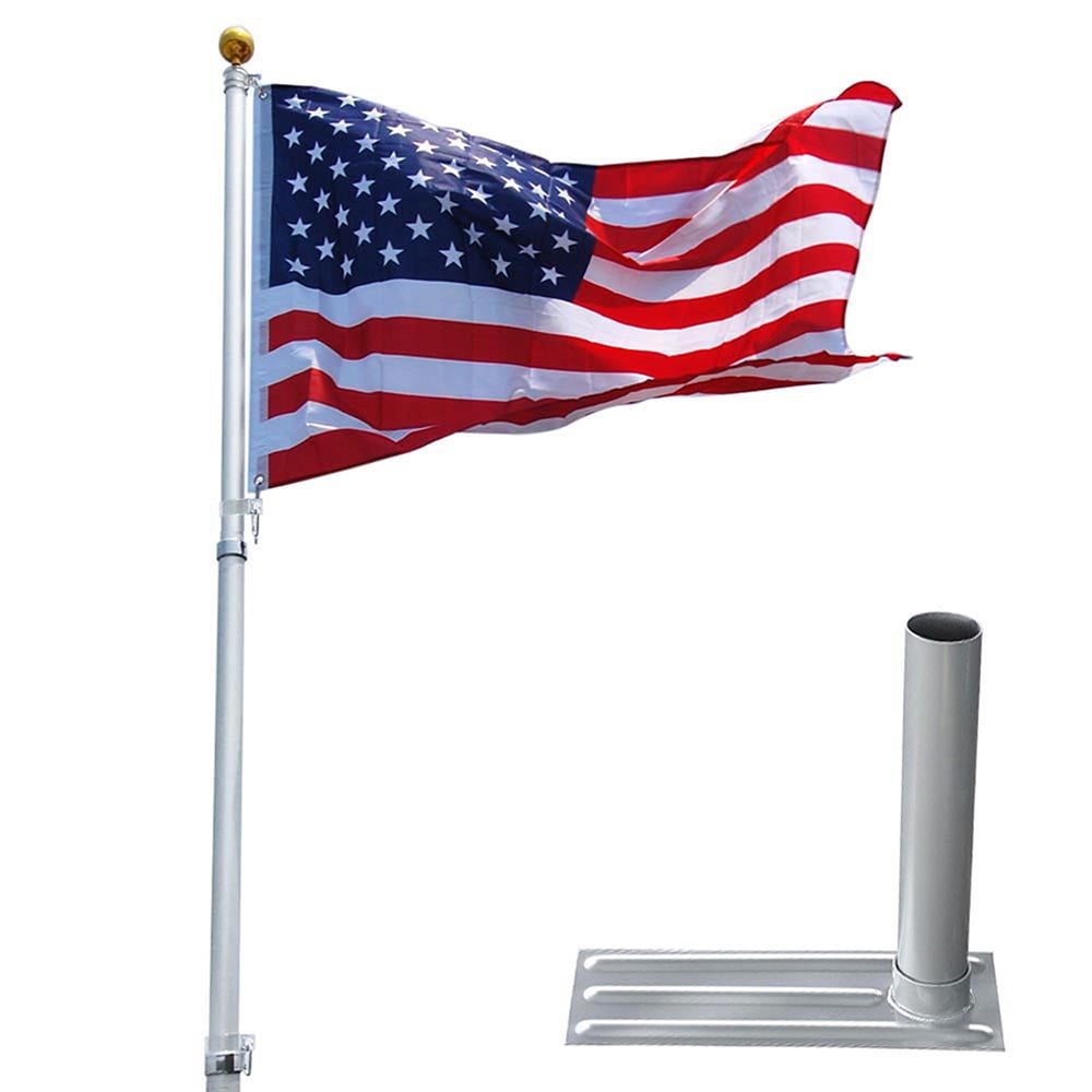 YesHom 25ft Telescopic Aluminum Flag Pole + Wheel Tire Mount Stand Kit