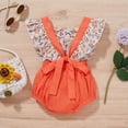 thumbnail image 4 of Gibobby Mameluco polar sin mangas con estampado de flores de verano para niñas pequeñas, prendas de vestir para recién nacidos, ropa para bebés(Naranja, 18-24 Meses), 4 of 5