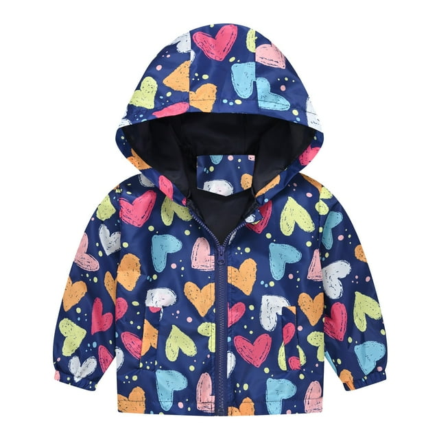 XXWXYD Manteau Coupe-Vent Imperméable pour Tout-Petits et Enfants, Coupe-Vent Léger avec Mignon Motif de Dessin Animé, Imperméable à Capuche Décontracté pour Course, Randonnée et Plein Air pour Garçons et Filles
