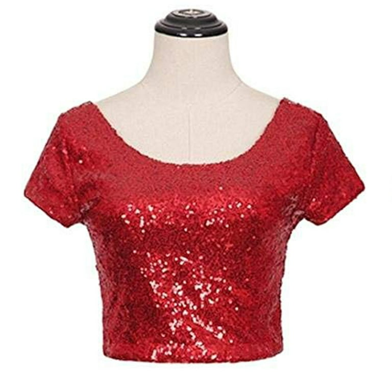Sexy Solid Sequins Sequined O Neck Tops Sexy Solid Sequins Sequined O Neck Tops