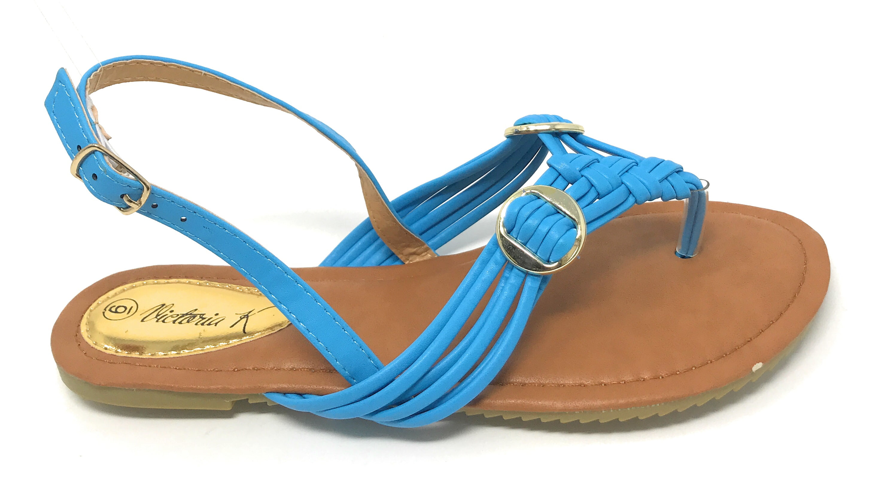 Victoria K Women's Multi Straps With Gold Side Buckles Sandals
