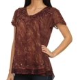 thumbnail image 3 of Sakkas Hope Embroidery And Seqiun Accents Summer Blouse - Chocolate - One Size Regular, 3 of 6