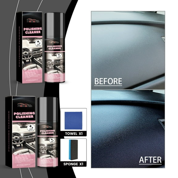 AUTO INTERIOR POLISH & CLEANER ,Advanced Amino Silicone Oil Formula - Deep Clean, Restore Shine & Protect - For Leather, Plastic, Vinyl, Wood - Streak-Free, Non-Greasy, Fresh Scent