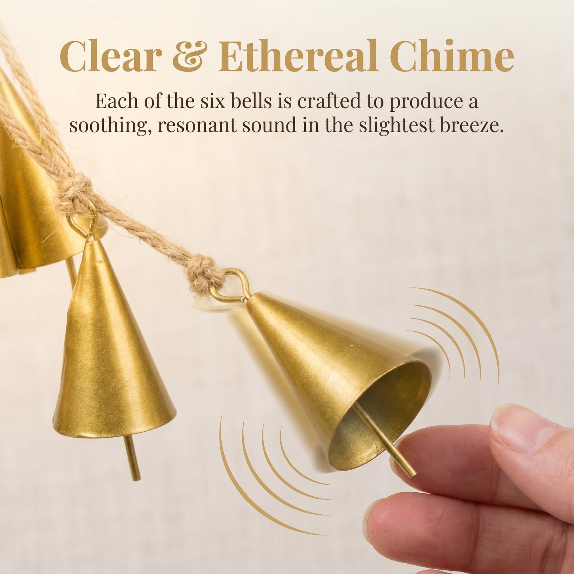 Unique Bargains Protection Rustic Iron Decorative Hanging Bell Gold 0.9" x 0.9" x 12.6"