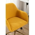 thumbnail image 3 of Modern Teddy Fabric Ergonomic Office Chair with Adjustable Height, 360-degree Swivel, Gold Metal Legs, and Universal Wheels for Stylish Indoor Spaces-Yellow, 3 of 9