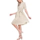 thumbnail image 4 of INSPIRE CHIC Vestido Midi Floral de Manga Abullonada con Cuello Peter Pan y Cintura Alta para Mujeres XS Beige Claro, 4 of 5