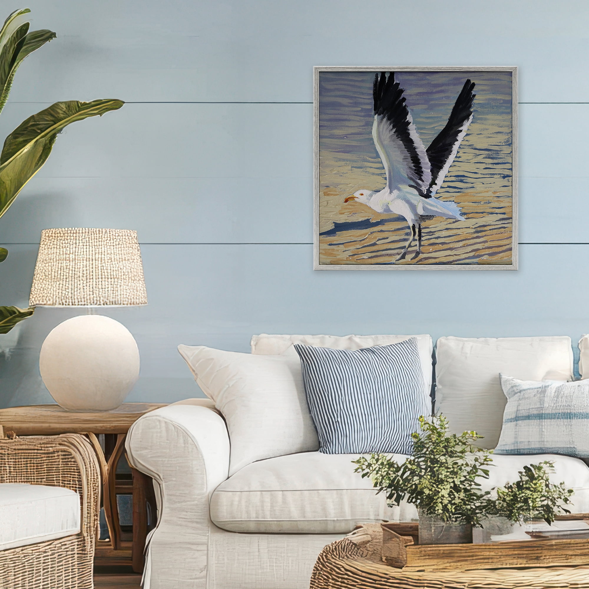 Stupell Industries Seagull Taking Flight Gray Framed Giclee Art, design by Violeta Vollmer