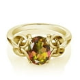 thumbnail image 2 of Gem Stone King 18K Yellow Gold Plated Silver Mango Mystic Topaz Ring for Women (1.80 Cttw, Oval 9X7MM, Available in Size 5,6,7,8,9), 2 of 5