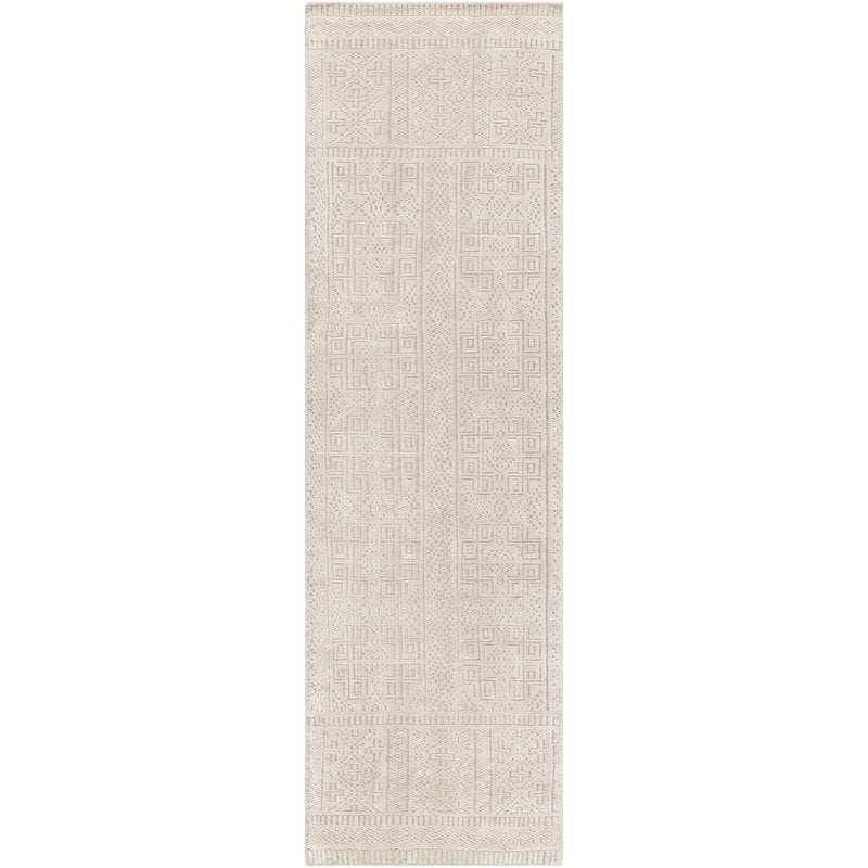 Hand-Knotted Moroccan Denim & Khaki Wool-Viscose Runner Rug