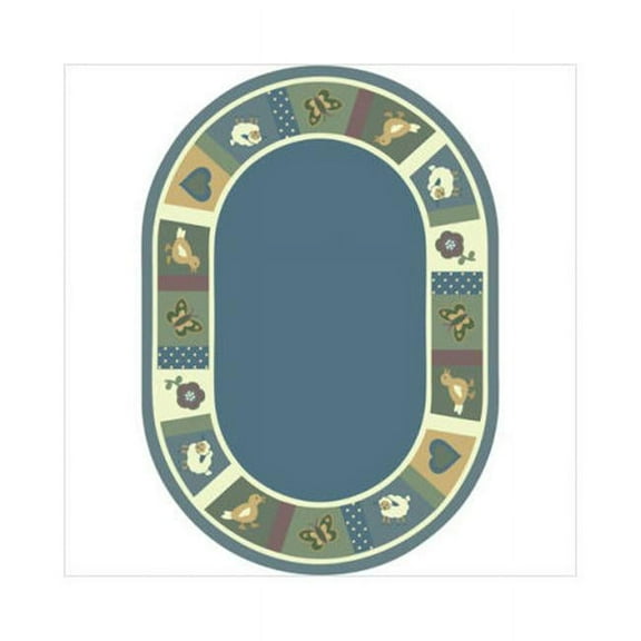 Joy Carpets 1537DD-02 Baby Blues Soft 7 ft.8 in. x 10 ft.9 in. Oval WearOn Nylon Machine Tufted- Cut Pile Just for Kids Rug