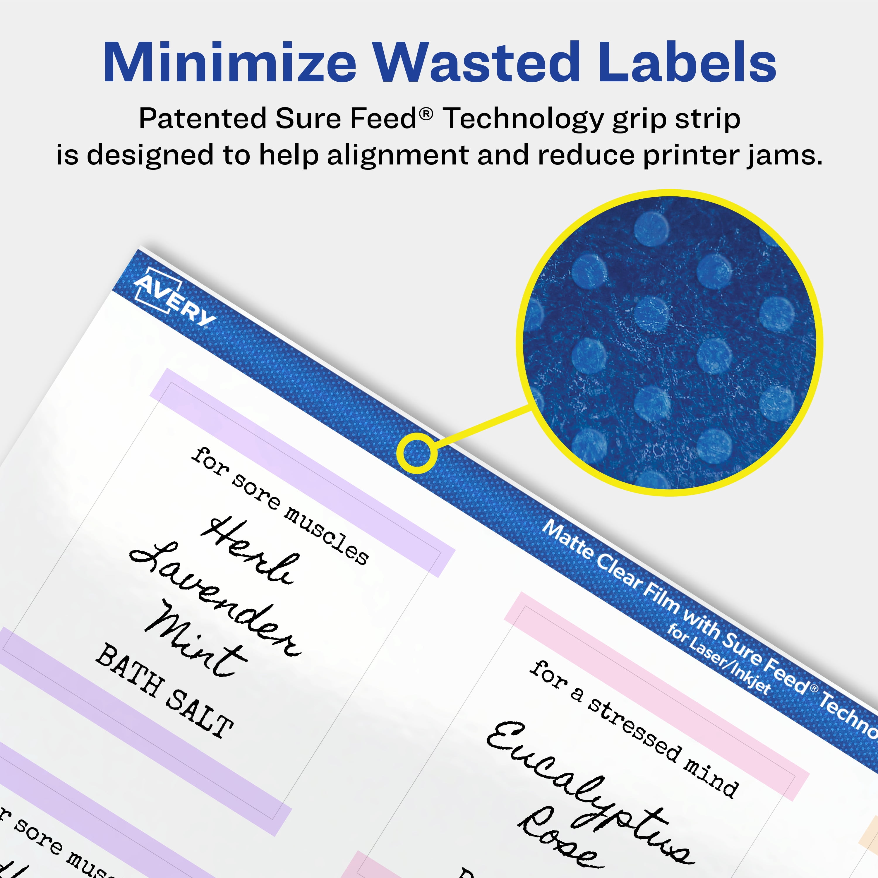 Avery Matte Clear Square Labels, 2" x 2", 600 Total