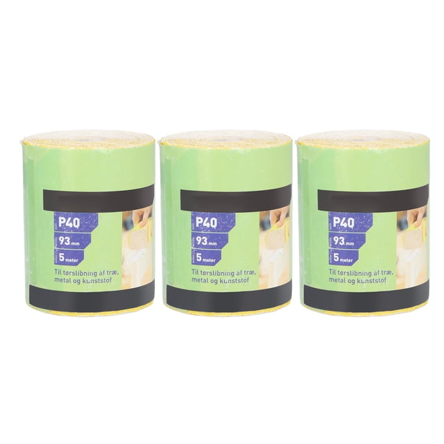 3 rollos de papel de lija de grano 40, hoja abrasiva para pulir muebles, color amarillo