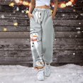 thumbnail image 2 of Women's Casual Fashion Christmas Print Sweatpants, Long Casual Pants with Drawstring Waist for Sports and Home Wear, Comfortable Material,Light Gray,XL, 2 of 6