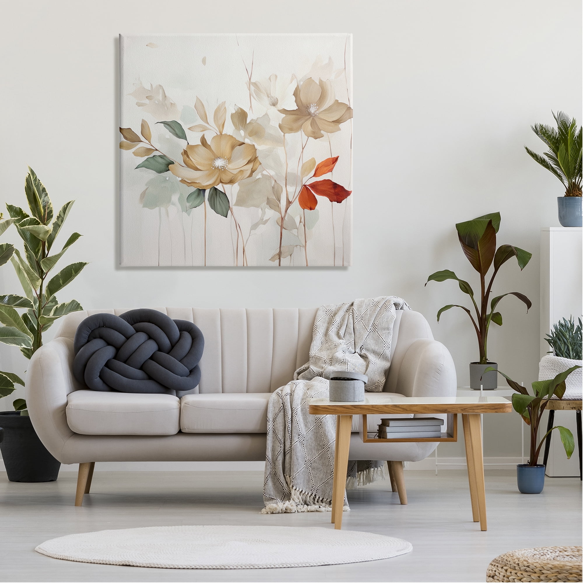 Stupell Industries Soft Modern Blooms Botanical & Floral Painting Gallery Wrapped Canvas Art Print Wall Art, 36 x 36