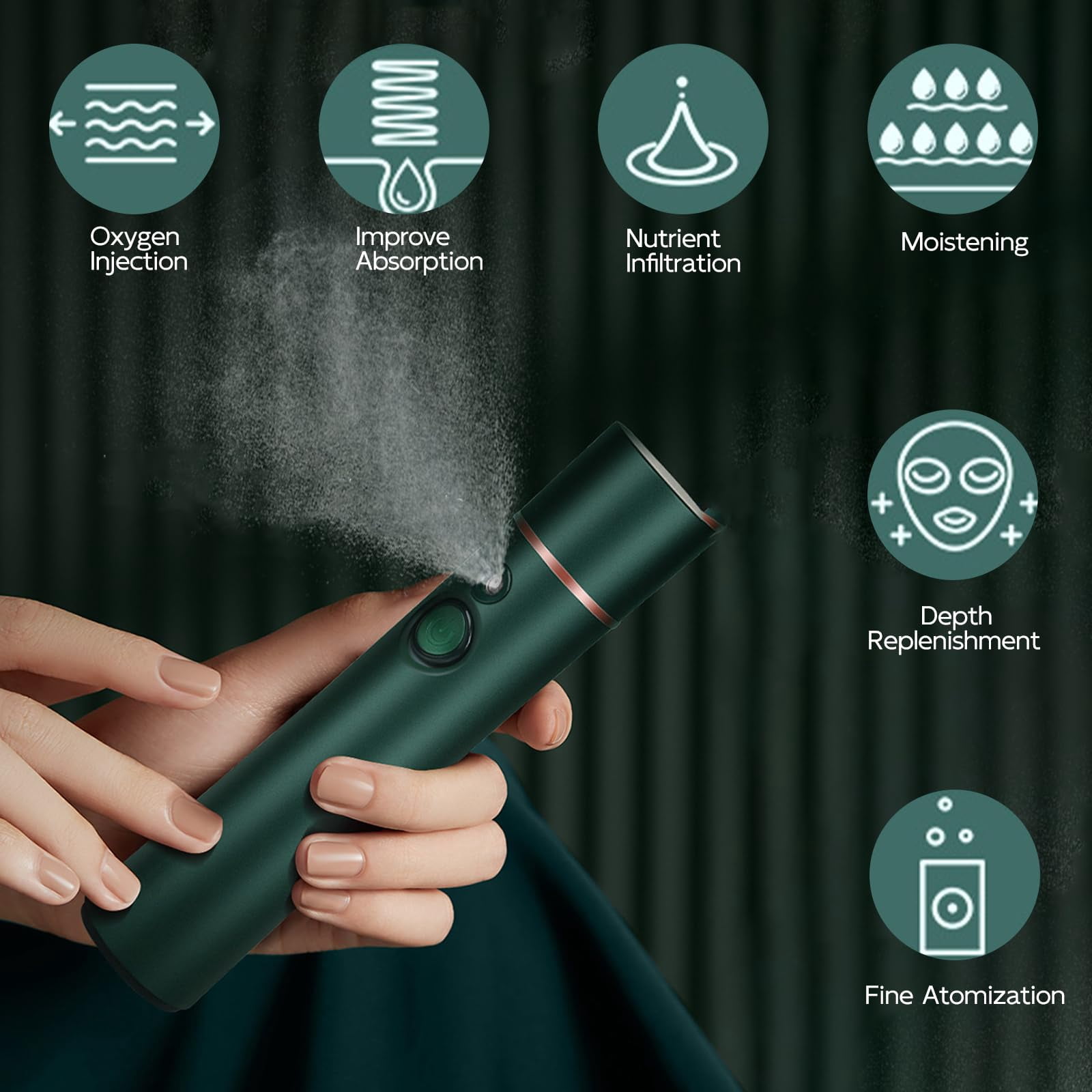 Elitzia Oxygen Facial Machine Oxygen Injection Skin Care Spa Nano Facial Mister Hydration Anti Aging Nourishing Handheld Atomizer Face Care Improve Absorption Portable Mist Sprayer Women Home Use