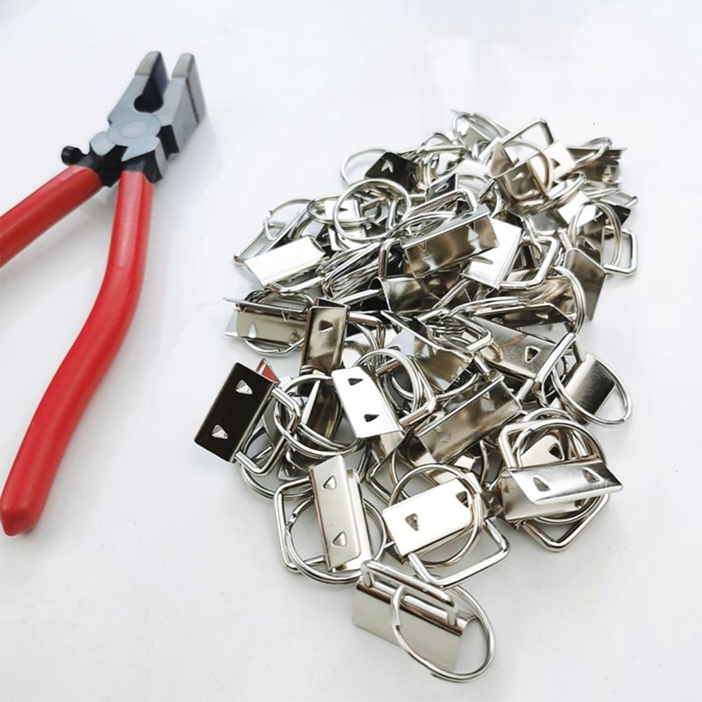 Tizuqe 50 Pieces 1 Inch for Key Fob Hardware Set with Split Rings Pliers Tail Clips for Luggage Wristlet Clamp Lanyard Keychain DIY Making Supplies