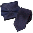 thumbnail image 2 of Flairs New York Polka Dots Collection Bow Tie & Pocket Square Matching Set (Prussian Blue/Red Wine [Polka Dots]), 2 of 4