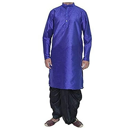 

Royal Men s Festive Art Silk Blend Dhoti Kurta Set_Blue