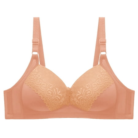 Zuwimk Bras For Women No Underwire  Women s Training Medium Support Good Level Bra Padded Orange C
