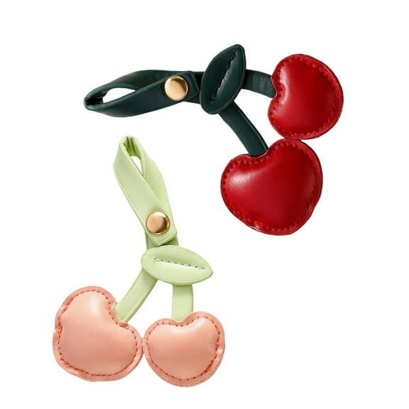 Acahhotxx Cherry Key Ring, 3D Cherries Keychain Charm Bag Accessory Fashionable PU Leather Fruit Keyring Ornament for Women Handbag Decoration
