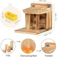 thumbnail image 4 of Wooden Squirrel Feeder with Water Bowl, Large Capacity Squirrels Feeders for Outside, Sturdy Construction, No Assembly Lovely Chipmunk Feeder for Corn, Peanuts, Nuts, Chestnuts (Brown-1pk), 4 of 7