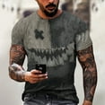 thumbnail image 2 of Men's Halloween Patchwork Skull Graphic T-Shirt Crew Neck Short Sleeve Casual Streetwear Top, 2 of 6