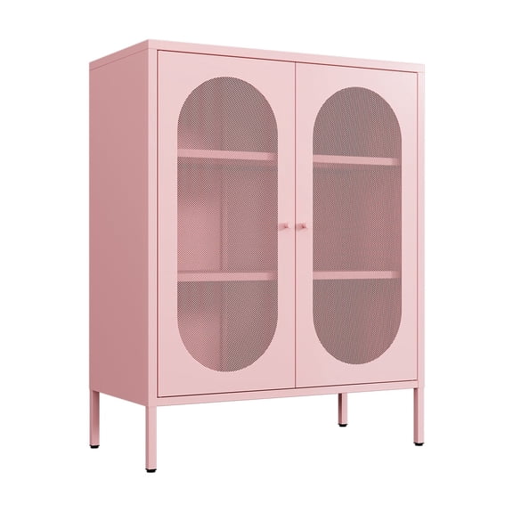 2 Door Metal Locker Storage Cabinet-Mesh Metal Doors,3-Tier Metal Cabinet for Living Room,Office,Home