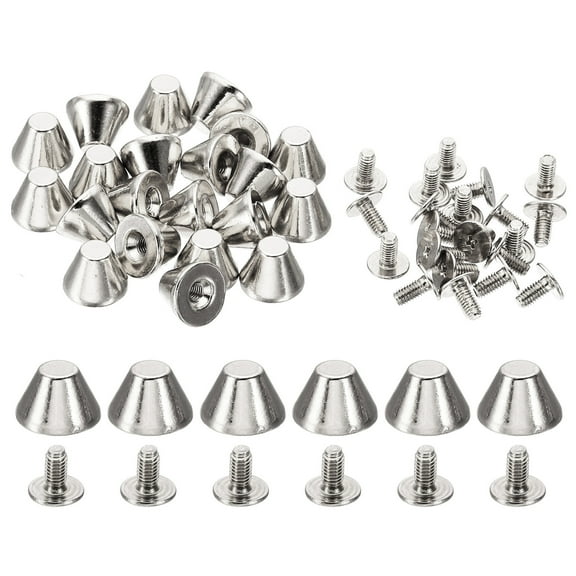 8mm Studs for Clothing, 20 Sets Studs and Spikes Leather Rivets for Clothing Leather Punk, 11x8mm, Silver Tone