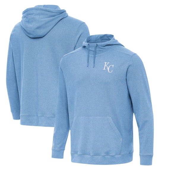 Men's Antigua Heather Powder Blue Kansas City Royals Cloud Pullover Hoodie