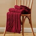 thumbnail image 2 of Battilo Dark Red Throw Blanket,Burgundy Woven Chenille Knit Throw Blankets,Christmas Decor,51"x67", 2 of 8
