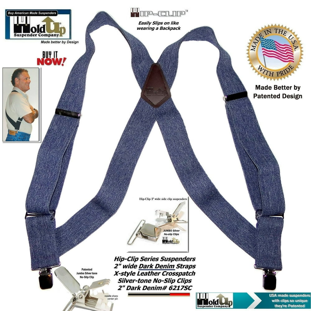 Holdup Suspender HoldUp Brand Dark Denim Trucker Style Hipclip