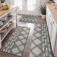 thumbnail image 2 of Brown Ethnic Feather Pattern Kitchen Rugs Sets Of 3,Kitchen Runner Rugs Non Skid Washable,Decorative Kitchen Floor Mats for Kitchen,Sink,Laundry,17"x30"+ 17"x47" + 17"x59", 2 of 6