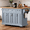 Grey+Blue, variant on 54 Inch Kitchen Island with Drop Leaf, Rolling Kitchen Cart on Wheels with Storage, 4 Doors & 3 Drawers, Farmhouse Style Mobile Island for Kitchen, Grey Blue