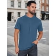 thumbnail image 4 of DARING DIVA Men's Henley Breathable Short Sleeve Button Down T-Shirt S Dark Blue, 4 of 7