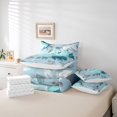thumbnail image 6 of Homewish Vintage Cyan Flower Bedding Comforter Set 7pcs, Chic Watercolor Rose King Bedding Sets, Southwestern Theme Reversible Bed Sheets, Microfiber Bedroom Decor, 6 of 8