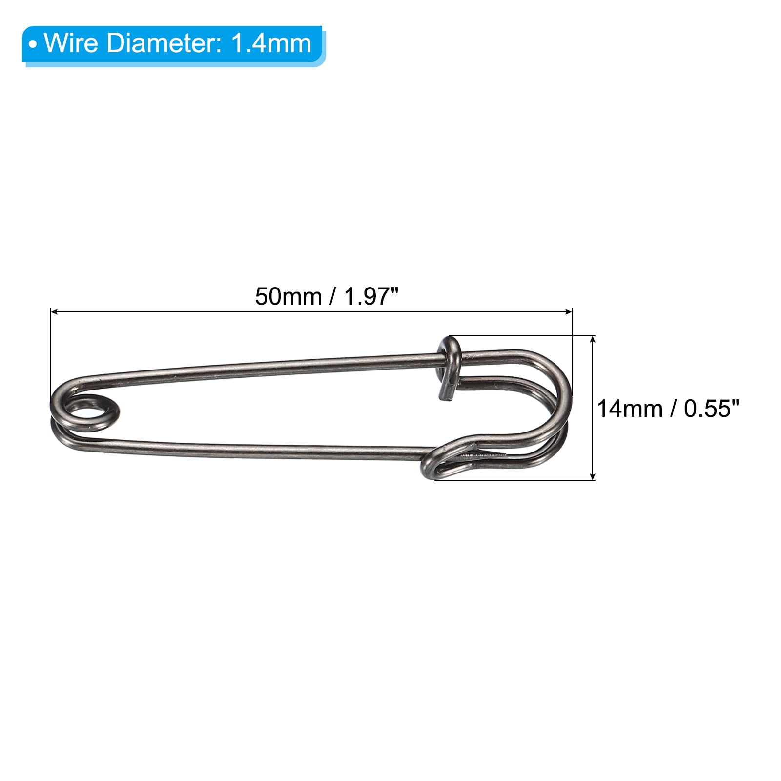 Unique Bargains Safety Pins for Sewing Crafting and Fastening Blankets Black 1.97"