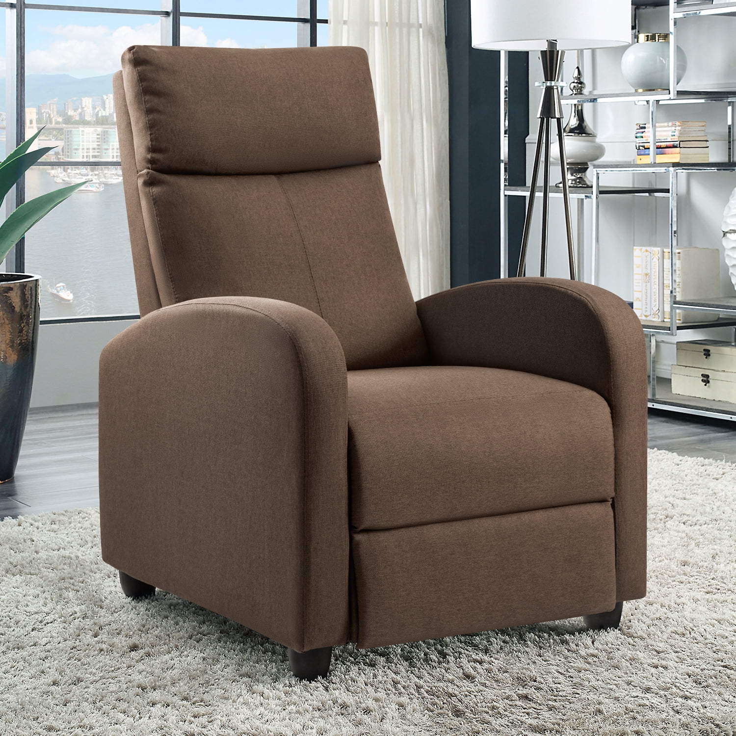 Homall Fabric Recliner Chair Adjustable Modern Home Theater Seating Single Recliner Sofa Living Room Armrest Chair With Thick Cushion