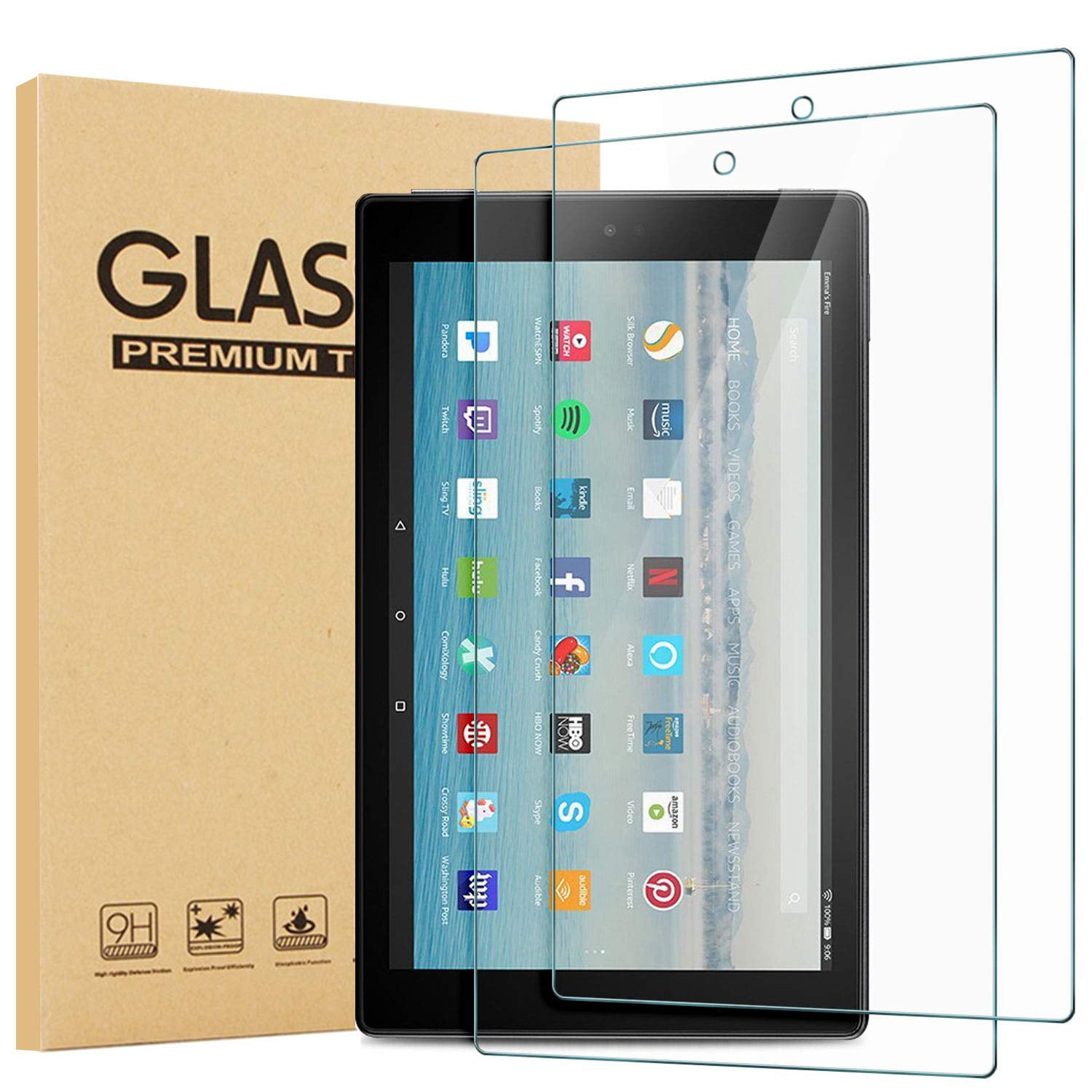 2Pcs Premium 9H Tempered Glass Screen Protector For Kindle fire 7 2015/ HD 7 8 