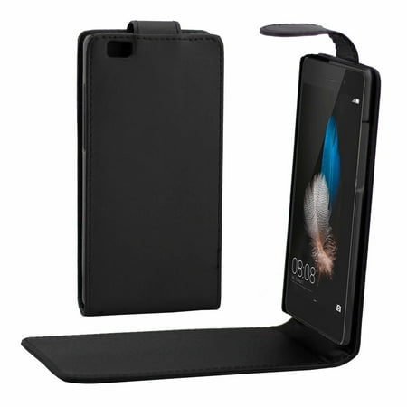 Vertical Flip Magnetic Button Leather Case for Huawei P8 Lite