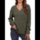 thumbnail image 3 of Camisas Tipo Túnica de Punto con Cuello en V, Larga y Botones Decorativos, Informales, Lisas, Suaves para Mujer Verde L, 3 of 9