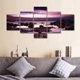 thumbnail image 1 of TISHIRON 5PCS Framed Canvas Wall Art Set,50"x24" Sunset Sand Harbor Canvas Art Decor, 1 of 7