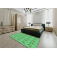 thumbnail image 5 of Ahgly Company Machine Washable Indoor Round Transitional Neon Green Area Rugs, 5' Round, 5 of 7