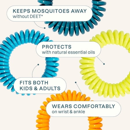 Cliganic Natural Outdoor Mosquito Repellent Set for Kids and Adults, 20 Bracelets and 30 Stickers