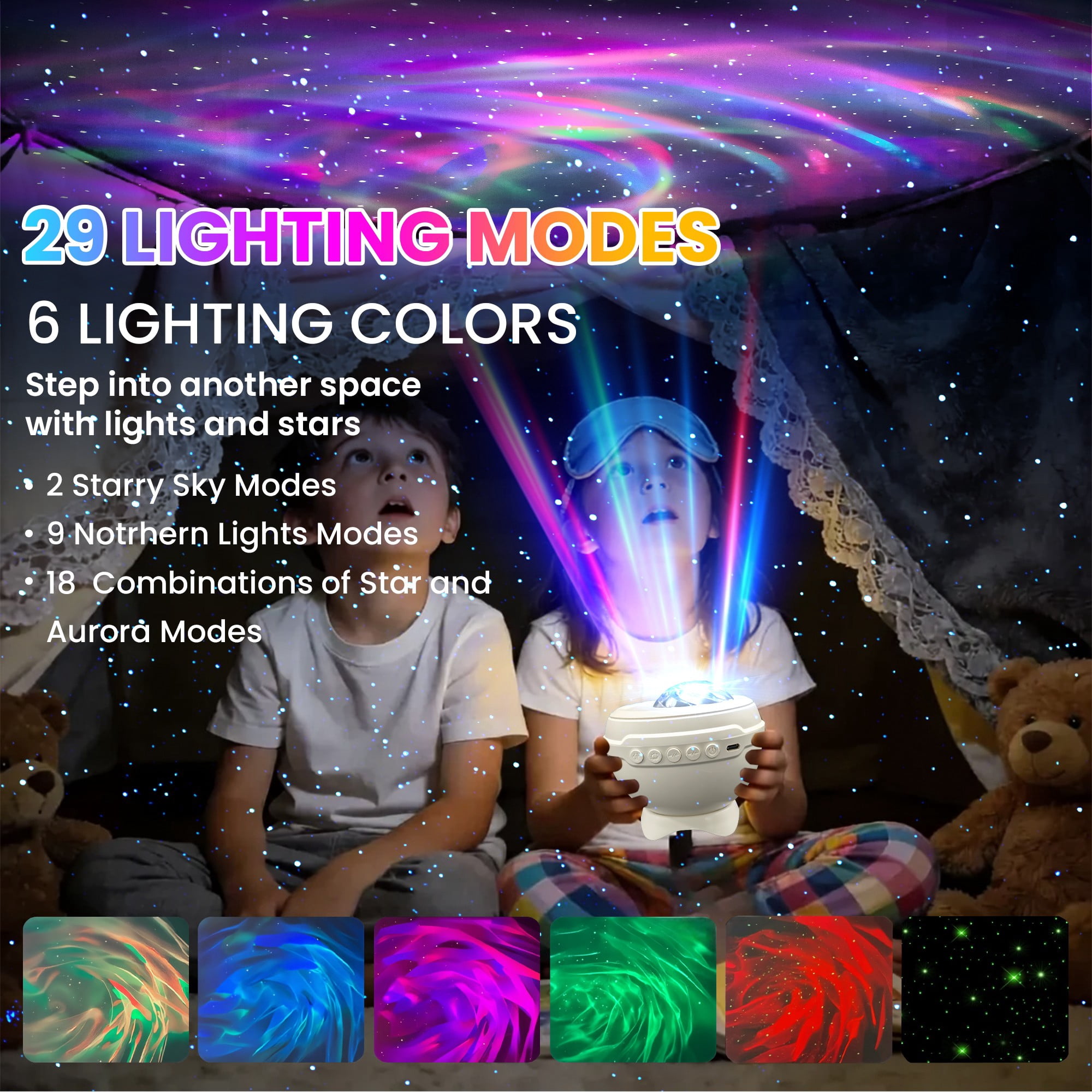 DAYBETTER Star Projector, 3 in 1 Aurora Projector with Bluetooth Speaker, Galaxy Night Light with Remote Control for Teen Girls Boys Room Decor