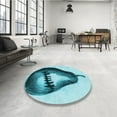 thumbnail image 4 of Ahgly Company Machine Washable Indoor Round Transitional Dark Cyan Green Area Rugs, 5' Round, 4 of 7
