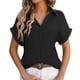 thumbnail image 1 of Camisa informal de manga corta holgada con botones, estampado floral y transparente en blanco, poliéster, tallas S-XXL, posición aleatoria, 1 of 6