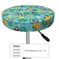 thumbnail image 4 of Qekee Trucks And Excavators Print Velvet Round Bar Stool Seat Cover, Soft Foam Cushioned Protector with Non-Slip Backing for Kitchen, Office & Restaurant Chairs-12 inch, 4 of 7