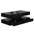 thumbnail image 4 of Lumiinofami High Glossy Coffee Table with Storage, Modern Center Tables with LED Lighting and Charging Station for Living Room, Black, 4 of 10